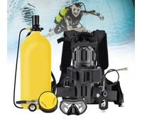 MhWrughts Kit de Bouteille de plongée Portable avec Adaptateur à étrier, Bouteille de plongée 3L/4L avec Harnais Dorsal, équipement respiratoire sous-Marin Green3L-B