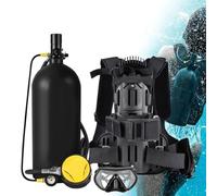 MhWrughts Kit de plongée Portable 3000 PSI, Bouteille de plongée 3L/4L avec Harnais Dorsal réglable, Mini équipement de plongée de Secours pour la plongée Loisir Black4L-A