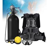 MhWrughts Mini Bouteille de plongée avec Masque et Adaptateur de Fixation, équipement de plongée Portable en Aluminium 6061, Bouteille de Respiration sous-Marine 3L/4L Black3L-A