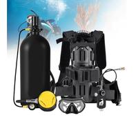 MhWrughts Mini Bouteille de plongée avec Masque et Adaptateur de Fixation, équipement de plongée Portable en Aluminium 6061, Bouteille de Respiration sous-Marine 3L/4L Black3L-B
