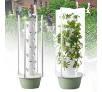MhWrughts Tour hydroponique, kit de Culture aéroponique pour Jardin, Tour hydroponique Verticale avec Lampes LED, Papier Test pH, pour légumes-Feuilles, Melons et Fraises,7Layer-Green
