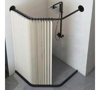 MHXZKHL Ensemble Rideau De Douche, avec Tringle en Acier Inoxydable Et Barrière Anti-éclaboussures, Pliable Et à Ventouse Magnétique, pour Petites Salles De Bain((40-55)×45×(40-55),Beige A)