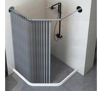 MHXZKHL Ensemble Rideau De Douche, avec Tringle en Acier Inoxydable Et Barrière Anti-éclaboussures, Pliable Et à Ventouse Magnétique, pour Petites Salles De Bain((40-55)×50×(40-55),Gray C)