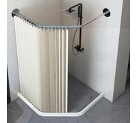 MHXZKHL Ensemble Rideau De Douche, avec Tringle en Acier Inoxydable Et Barrière Anti-éclaboussures, Pliable Et à Ventouse Magnétique, pour Petites Salles De Bain((40-60)×55×(40-60),Beige C)