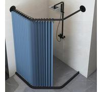 MHXZKHL Ensemble Rideau De Douche, avec Tringle en Acier Inoxydable Et Barrière Anti-éclaboussures, Pliable Et à Ventouse Magnétique, pour Petites Salles De Bain((40-55)×45×(40-55),Dark Blue A)