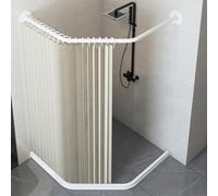 MHXZKHL Ensemble Rideau De Douche, avec Tringle en Acier Inoxydable Et Barrière Anti-éclaboussures, Pliable Et à Ventouse Magnétique, pour Petites Salles De Bain((50-70)×65×(50-70),Beige B)
