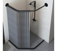 MHXZKHL Ensemble Rideau De Douche, avec Tringle en Acier Inoxydable Et Barrière Anti-éclaboussures, Pliable Et à Ventouse Magnétique, pour Petites Salles De Bain((40-60)×55×(40-60),Gray A)