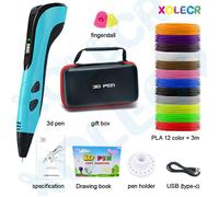 MHY® - Stylo 3D Bleu pour Enfants avec Ecran LCD 3 Vitesses Alimentation Type C Design Ergonomique Idee Cadeau Creative