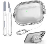 MHYALUDO Compatible avec étui AirPods Pro 2ème Génération, Design Support avec Verrouillage sécurisé, Coque Anti-jaunissement & Anti-Choc avec kit de Nettoyage pour AirPods Pro 2, Noir