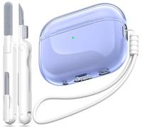 MHYALUDO Coque Compatible avec Airpods Pro 2ème/1ère génération, Compatible avec Airpods Pro 2ème génération USB C, Coque Transparente Souple Antichoc avec Stylo de Nettoyage pour lanière,Violet