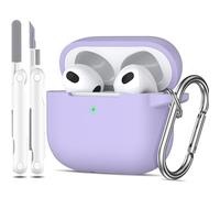MHYALUDO Coque pour Airpods 3ème génération 2021, Coque de Protection en Silicone Souple pour Airpods 3 avec LED Visible à l'avant, avec Kit de Nettoyage,Raisin Violet
