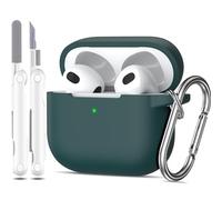 MHYALUDO Coque pour Airpods 3ème génération 2021, Coque de Protection en Silicone Souple pour Airpods 3 avec LED Visible à l'avant, avec Kit de Nettoyage,Vert forêt