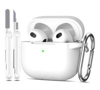 MHYALUDO Coque pour Airpods 3ème génération 2021, Coque de Protection en Silicone Souple pour Airpods 3 avec LED Visible à l'avant, avec Kit de Nettoyage,Blanc