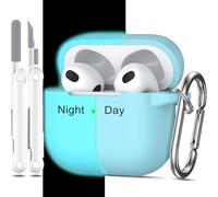 MHYALUDO Coque pour Airpods 3ème génération 2021, Coque de Protection en Silicone Souple pour Airpods 3 avec LED Visible à l'avant, avec Kit de Nettoyage,Night Glow