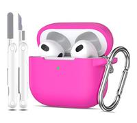 MHYALUDO Coque pour Airpods 3ème génération 2021, Coque de Protection en Silicone Souple pour Airpods 3 avec LED Visible à l'avant, avec Kit de Nettoyage,Rose