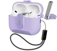 MHYALUDO Étui AirPods Pro 2 avec Verrou & Protection Militaire Contre Les Chutes, Support Étanche À La Poussière pour Port De Charge, Coque Anti-Rayures pour AirPods Pro 2ème Génération, Violet