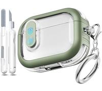 MHYALUDO Étui pour Airpods Pro 2e génération avec Verrouillage sécurisé, Compatible avec Les Airpods Pro 2e/1re génération, Coque en TPU Transparent, qualité Militaire Antichoc. Vert armée