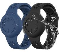 MHYALUDO Portable Lot de 2 Bracelets pour Apple Airtag, Bracelet en Silicone étanche avec Suivi GPS, Respirant Anti-Perte pour Airtag, Bleu Nuit/Noir