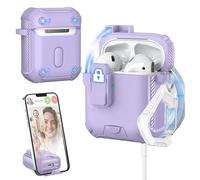 MHYALUDO pour AirPods 2/1 génération Coque, Compatible avec Magsafe, Verrouillage Auto magnétique, Port de Charge Anti-poussière et Conception de Support avec kit de Nettoyage,Violet Raisin