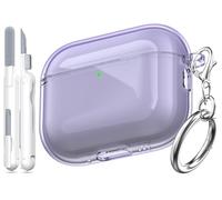 MHYALUDO pour Coque Airpods Pro 3, Compatible avec la Coque Airpods Pro de 3e Génération avec Porte-clés, Couverture Transparente Douce de Grade Militaire Résistante Aux Chocs, Violet