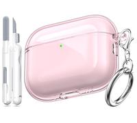 MHYALUDO pour Coque Airpods Pro 3, Compatible avec la Coque Airpods Pro de 3e Génération avec Porte-clés, Couverture Transparente Douce de Grade Militaire Résistante Aux Chocs, Rose
