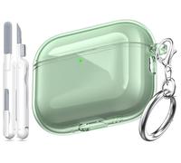 MHYALUDO pour Coque Airpods Pro 3, Compatible avec la Coque Airpods Pro de 3e Génération avec Porte-clés, Couverture Transparente Douce de Grade Militaire Résistante Aux Chocs,Vert