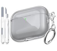MHYALUDO pour Coque Airpods Pro 3, Compatible avec la Coque Airpods Pro de 3e Génération avec Porte-clés, Couverture Transparente Douce de Grade Militaire Résistante Aux Chocs, Noir