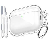 MHYALUDO pour Coque Airpods Pro 3, Compatible avec la Coque Airpods Pro de 3e Génération avec Porte-clés, Couverture Transparente Douce de Grade Militaire Résistante Aux Chocs, Blanc