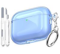 MHYALUDO pour Coque Airpods Pro 3, Compatible avec la Coque Airpods Pro de 3e Génération avec Porte-clés, Couverture Transparente Douce de Grade Militaire Résistante Aux Chocs, Bleu