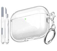 MHYALUDO pour Coque Airpods Pro 3, Compatible avec la Coque Airpods Pro de 3e Génération avec Porte-clés, Couverture Transparente Douce de Grade Militaire Résistante Aux Chocs, Gitter