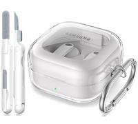 MHYALUDO pour Samsung Galaxy Buds 4 & Pro Case 2026, Antichoc de qualité Militaire, TPU Doux Anti-jaunissement très Transparent avec Kit de Nettoyage, Blanc Clair