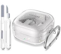 MHYALUDO pour Samsung Galaxy Buds 4 & Pro Case 2026, Antichoc de qualité Militaire, TPU Doux très Transparent Anti-jaunissement avec Kit de Nettoyage, Blanc Clair Gitter