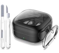 MHYALUDO pour Samsung Galaxy Buds 4 & Pro Case 2026, résistant aux Chocs de qualité Militaire, TPU Doux Anti-jaunissement très Transparent avec Kit de Nettoyage, Noir Clair