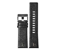 MHYATIO Compatible avec Diesel DZ7257 DZ4323 DZ7348 DZ7313 DZ7312 DZ7350 Bracelet de montre en cuir véritable for hommes, grand cadran riveté en cuir de vache(Black black buckle,28mm)