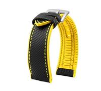 MHYATIO Compatible avec le bracelet de montre Citizen Blue Angel deuxième trois génération Sky Eagle AT8020 JY8078 8085 en fibre de carbone et nylon et caoutchouc 22 mm.(Black yellow-silver,22mm)