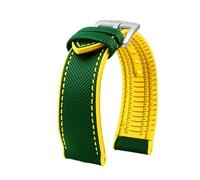 MHYATIO Compatible avec le bracelet de montre Citizen Blue Angel deuxième trois génération Sky Eagle AT8020 JY8078 8085 en fibre de carbone et nylon et caoutchouc 22 mm.(Green yellow-silver,23mm)