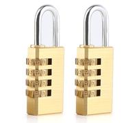 MHYMX Lot de 2 cadenas à combinaison - Doré - Avec code numérique - 4 chiffres - Résistant aux intempéries - Pour porte, valise, casier