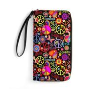 MHYRAC Birds-4107157 Portefeuille en cuir avec corde, petite taille et grande capacité, facile à transporter, Peace and Love., 19.7x10.5cm, Moderne