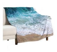 MHYRAC Couverture en flanelle, belles vagues de l'océan pour canapé, lit, bureau, douce et confortable, sans boulochage