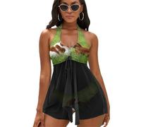 MHYRAC Maillot de bain 2 pièces - Rayures noires - Tankini - Dos nu, Cavalier King Charles., L