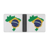 MHYRAC Porte-monnaie en cuir fin avec tête de mort et doigt d'honneur, Drapeau du Brésil vert, Taille unique