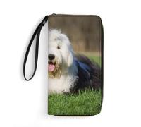 MHYRAC Portefeuille en cuir avec corde, petite taille et grande capacité, facile à transporter, Chien de berger anglais, 19.7x10.5cm, Moderne