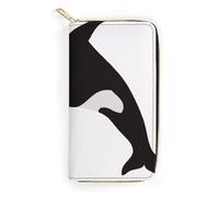 MHYRAC Portefeuille en cuir, basket-ball, petite taille et grande capacité, facile à transporter, Motif baleine., 19.7x10.5cm, Moderne