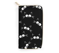 MHYRAC Portefeuille en cuir, dauphins ludiques, petite taille et grande capacité, facile à transporter, Joli motif de chat noir, 19.7x10.5cm, Moderne