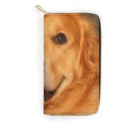 MHYRAC Portefeuille en cuir, flamme bleue, petite taille et grande capacité, facile à transporter, Golden Retriever, 19.7x10.5cm, Moderne