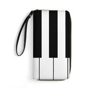 MHYRAC Portefeuille en cuir, fleur, avec corde, petite taille et grande capacité, facile à transporter, Touches de piano musicale, 19.7x10.5cm, Moderne