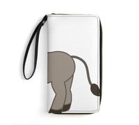 MHYRAC Portefeuille en cuir, fond arabesque, avec corde, petite taille et grande capacité, facile à transporter, Adorable âne., 19.7x10.5cm, Moderne