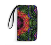 MHYRAC Portefeuille en cuir hippopotame avec corde, petite taille et grande capacité, facile à transporter, Kaléidoscope psychédélique, 19.7x10.5cm, Moderne