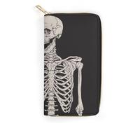 MHYRAC Portefeuille en cuir, joli lama, petite taille et grande capacité, facile à transporter, Tête de mort squelette Rock And Roll, 19.7x10.5cm, Moderne