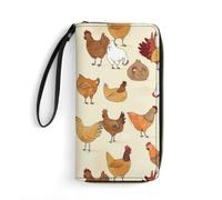 MHYRAC Portefeuille en cuir, lévrier coloré, avec corde, petite taille et grande capacité, facile à transporter, A Brood of Poules., 19.7x10.5cm, Moderne